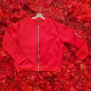 BooHoo Red Scuba BomberJacket